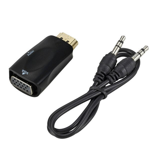 HDMI-compatible Male to VGA Female Adapter HD 1080P Audio Cable Converter For PC Laptop TV Box Computer Display Projector