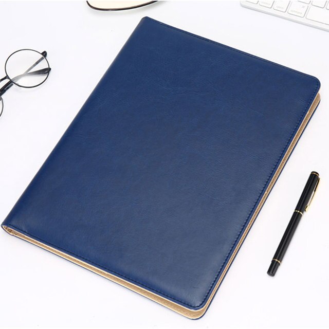 Customized Business Leather Notepad A4 File Organizer Portfolio Folder With Calculator