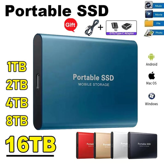 Portable SSD 1TB High-speed Mobile Solid State Drive 500GB External Storage Decives Type-C USB 3.1 Interface for Laptop/PC/ Mac