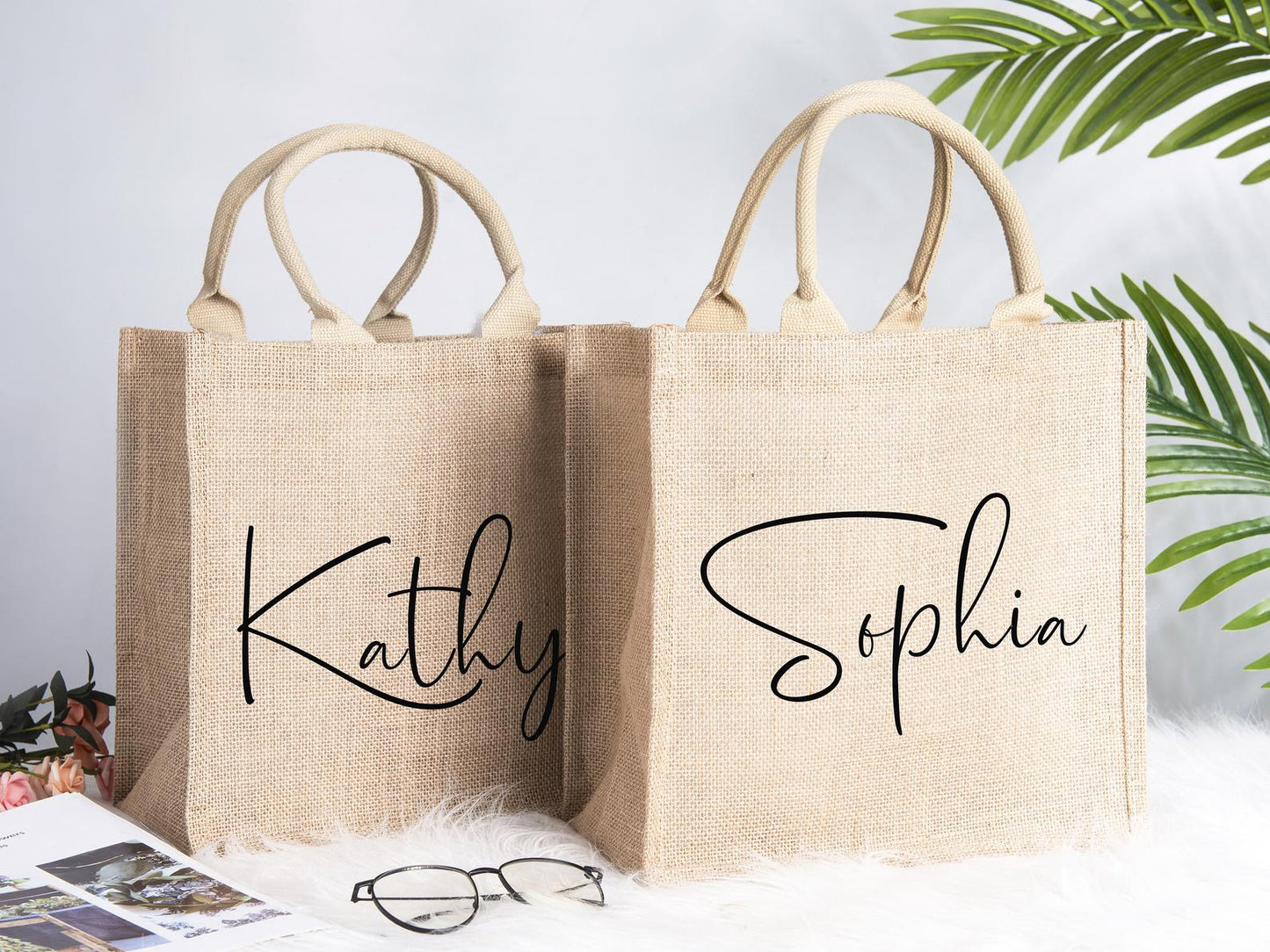 Personalized Signature Burlap Tote Bag