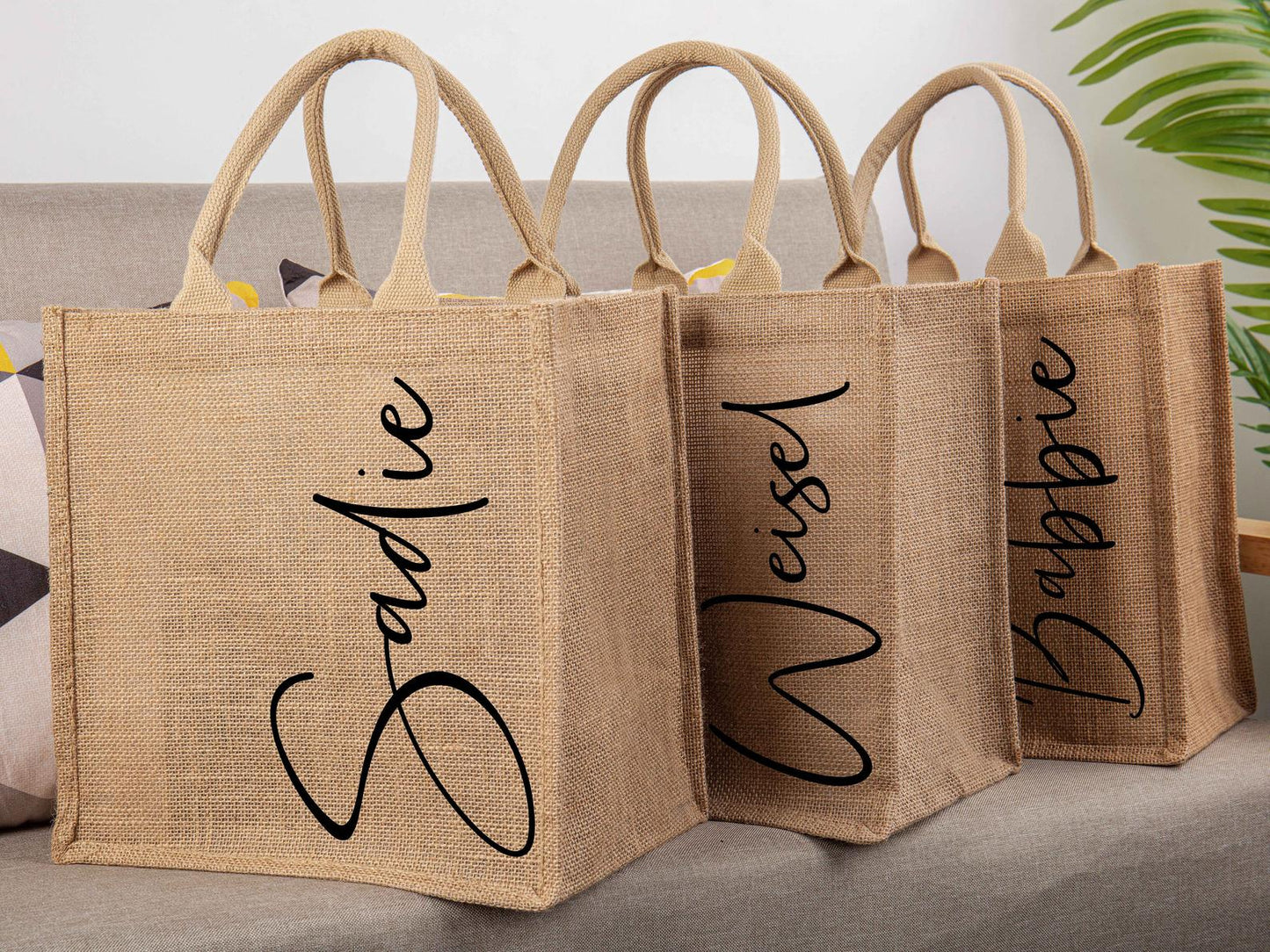 Personalized Signature Burlap Tote Bag