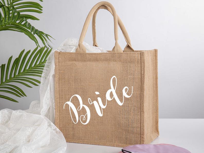 Personalized Signature Burlap Tote Bag