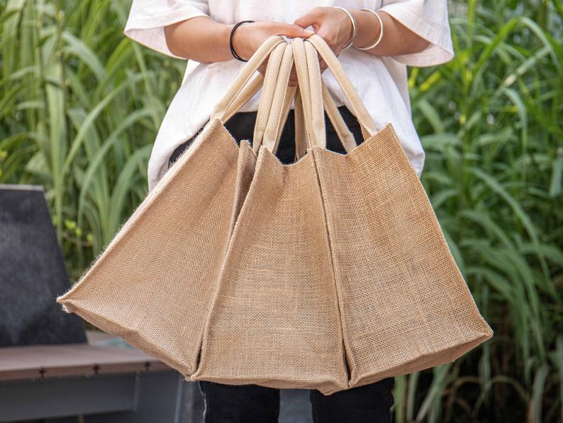 Personalized Signature Burlap Tote Bag