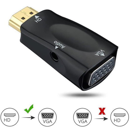 HDMI-compatible Male to VGA Female Adapter HD 1080P Audio Cable Converter For PC Laptop TV Box Computer Display Projector