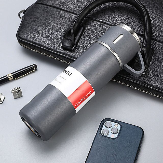 3 In 1 set of  Thermos Mug Leak_Proof Travel Thermo Cup for Tea Water Coffee Thermo Cafe 500ML Double Stainless Steel